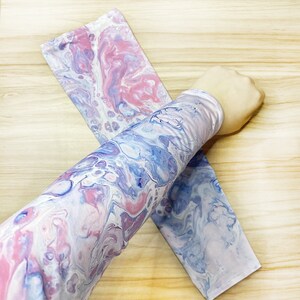Pink and Blue Water Abstract Illustration Printed Long Arm Sleeves Long Arm Warmers,Sun Protection Sleeve.Drive UV Protection image 3