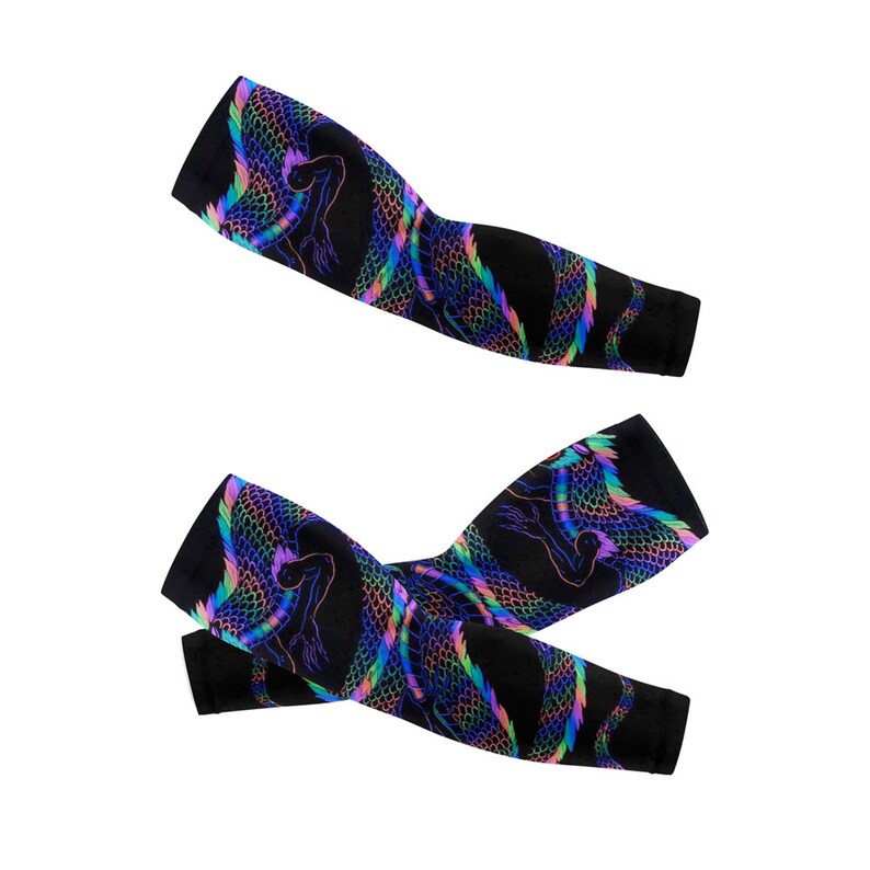 Colorful Neon Snake Pattern Arm Cover,Arm Sleeves,UV Sunscreen Sleeve image 2