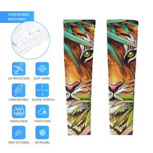 Tiger Printed Long Arm Sleeves Long Arm Warmers,Sun Protection Sleeve.Drive UV Protection. Kids&Adult image 3