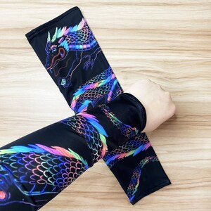 Colorful Neon Snake Pattern Arm Cover,Arm Sleeves,UV Sunscreen Sleeve image 8