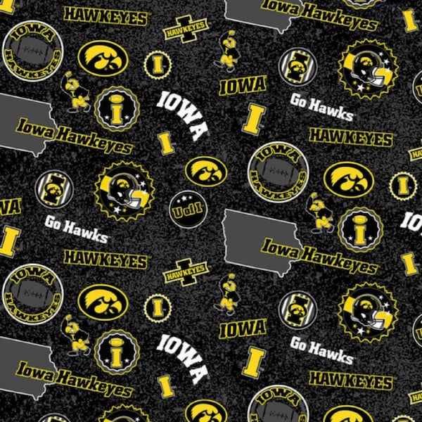 Univeristy of Iowa Hawkeyes Fabric 100% Cotton