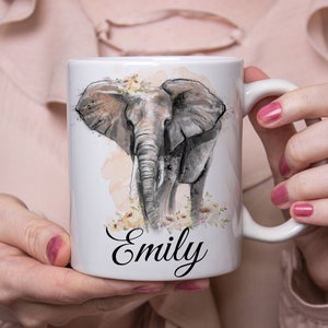 Personalised Elephant Mug and Coaster Gift Set.  Inspirational Gifts for Him and Her