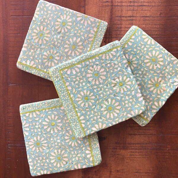 Blue Green Coasters Etsy