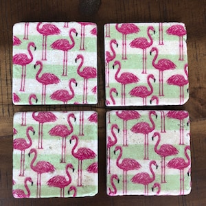 Flamingo Stone Coaster Set / flamingo decor