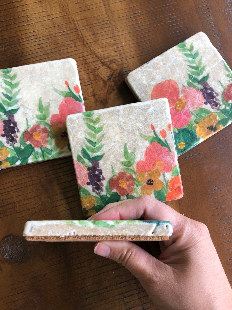 Wildflower Stone Coaster Set