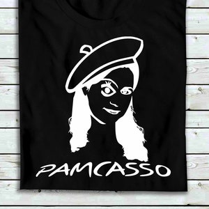 Pamcasso - Pam Beesly Artist - The Office T-shirt - Unisex Black 100% Cotton by Deep Tracks Only T-shirt - The Office, The Dundies, Scranton