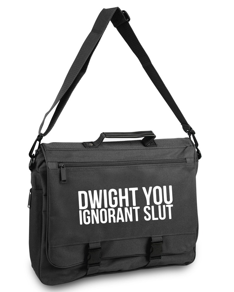 The Office Briefcase Messenger Bag Laptop Bag Dunder Mifflin Dwight You Ignorant Slut The Office Gift The Office Messenger Bag