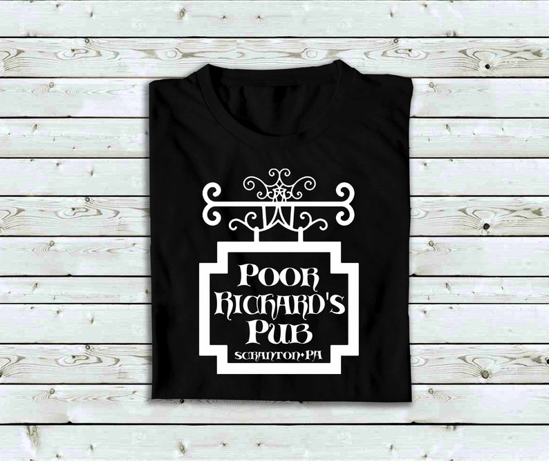 Poor Richards Pub T-shirt Black 100% Cotton Tee The Office, Scranton Pennsylvania, Happy Hour, The Office T-shirt, The Office Gift Idea image 2