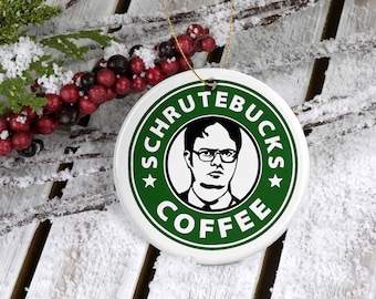 Schrutebucks Coffee Ornament, Dwight Schrute, Holiday Ornament, The Office Christmas Ornament - Ceramic Ornament, Dunder Mifflin, The Office