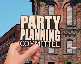 Party Planning Committee PPC - The Office Vinyl Sticker, Weather Proof, Water Proof, Dishwasher Proof, Indoor/Outdoor, Water Bottle Sticker