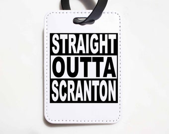 The Office Luggage Tag - Straight Outta Scranton - Funny Luggage Tag, Dunder Mifflin Luggage Tag