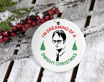 Dwight Christmas Ornament, Dwight Schrute, Holiday Ornament, The Office Christmas Ornament - Ceramic Ornament, Dunder Mifflin, The Office