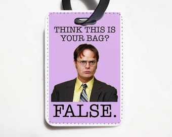 NEW - Lilac Version of the Original Think This is Your Bag? False. - The Office Luggage Tag - Dwight Schrute Luggage Tag, Dunder Mifflin