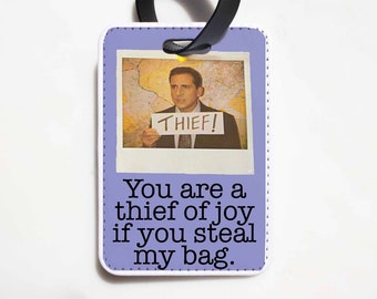 Thief of Joy - The Office Luggage Tag - Michael Scott - The Office Gift Idea - Funny Luggage Tag, Dunder Mifflin Luggage Tag