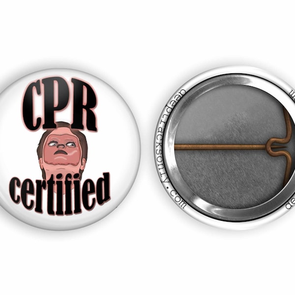 CPR certified, Dwight Schrute pin, The Office Gift, The Office 1-inch Pinback Button Dunder Mifflin