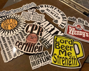 The Office Vinyl Sticker Set of 10, Dunder Mifflin, CPR, Dwight Schrute, Michael Scott, Perfectenschlag, The Office Water Bottle Sticker