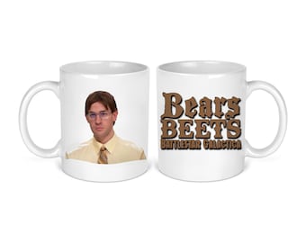 Bears Beets Battlestar Galactica Mug - Jim Halpert / Dwight Schrute, The Office Gift - Dunder Mifflin Mug, Coffee Cup - Ceramic Mug
