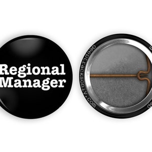 Regional Manager, The Office 1-inch Pinback Button, Dunder Mifflin Pin, The Office Gift