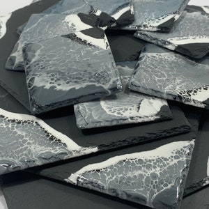 MADE to ORDER Custom Resin Wave Slate Placemat & Coaster Set Grey, Blue or Green zdjęcie 10