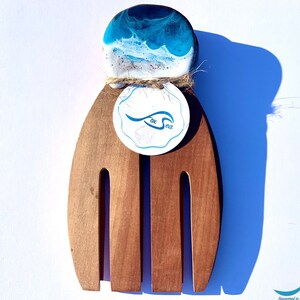 Handmade Resin Wave Salad Servers Blue image 2