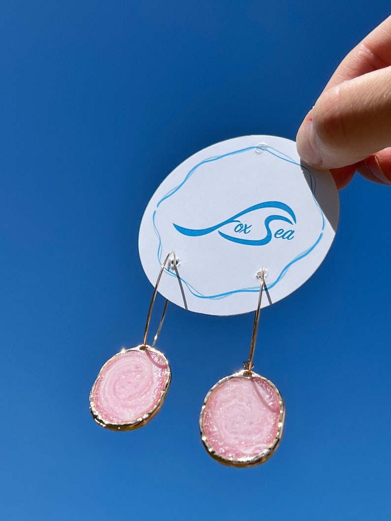 Handmade Resin Wave Earrings Surf Beach Jewellery Silver, rose gold, gold image 5