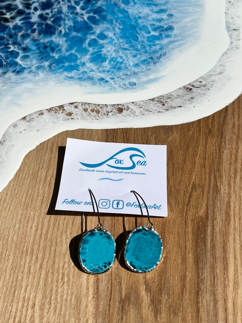 Handmade Resin Wave Earrings Surf Beach Jewellery Silver, rose gold, gold image 6