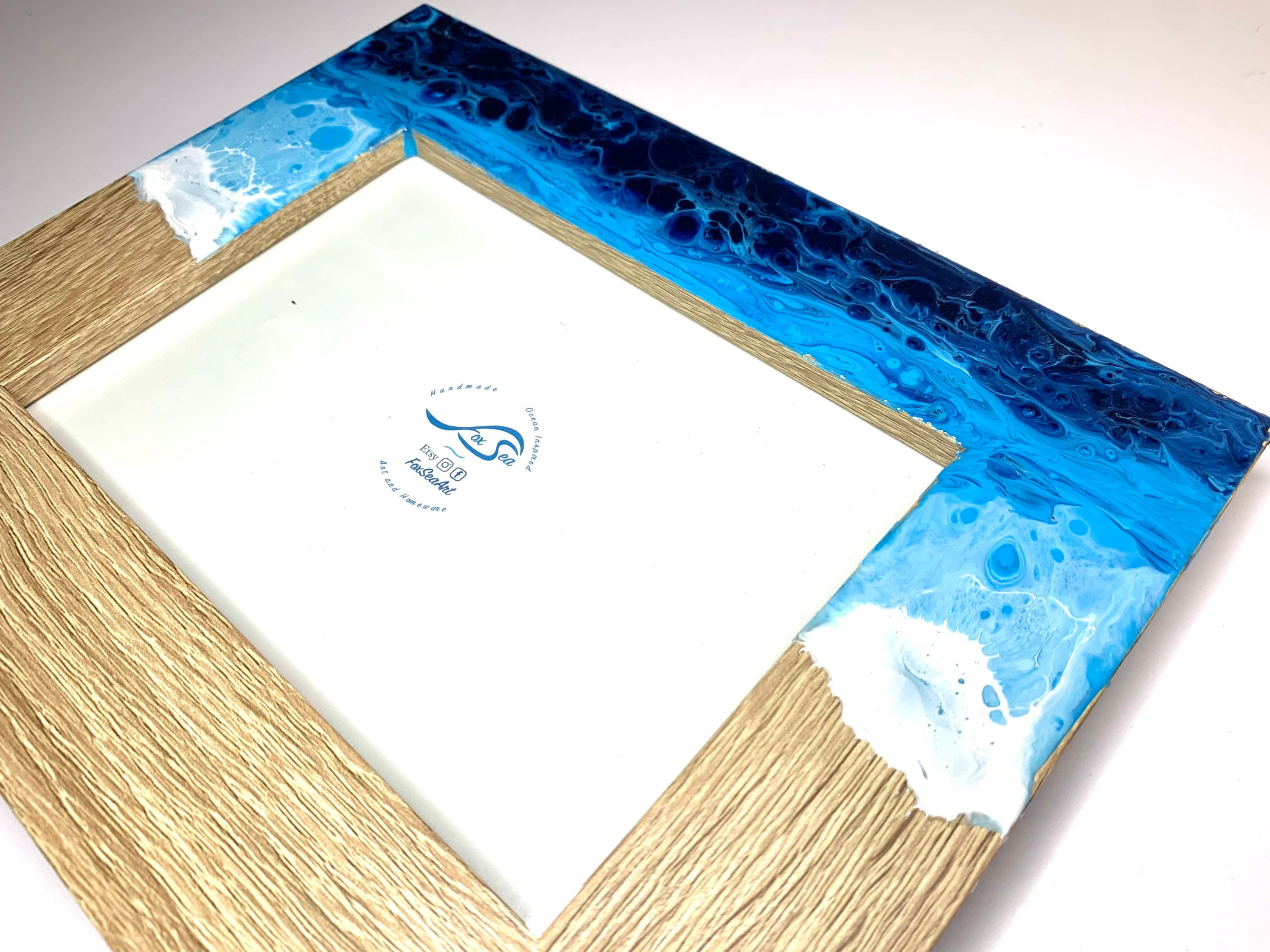 プリントw/フレーム【Colorfornia beautiful ocean】 Handmade Photo Frame Blue Ocean Resin Wave Picture Frame - Etsy