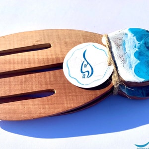 Handmade Resin Wave Salad Servers Blue image 9