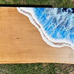 MADE to ORDER Custom Resin Coffee Wave Table, Oak, Local Devon Hardwood, Wood, Hairpin Legs, Blue, Ocean, Handmade, Epoxy Resin Table image 3