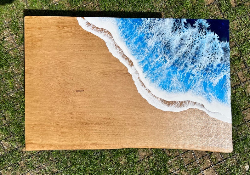 MADE to ORDER Custom Resin Coffee Wave Table, Oak, Local Devon Hardwood, Wood, Hairpin Legs, Blue, Ocean, Handmade, Epoxy Resin Table image 3