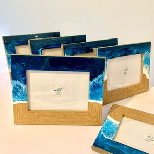 Handmade Photo frame Blue Ocean Resin Wave Picture Frame image 2