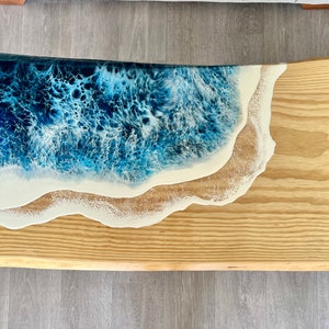 MADE to ORDER Custom Resin Coffee Wave Table, Oak, Local Devon Hardwood, Wood, Hairpin Legs, Blue, Ocean, Handmade, Epoxy Resin Table image 10