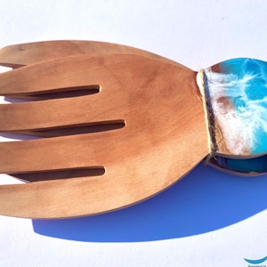 Handmade Resin Wave Salad Servers Blue image 4