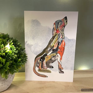 Carte de voeux chien assis - Art animalier entrelacé dessiné à la main, 5 x 7 pouces vierges à l'intérieur, design pour amoureux des animaux de compagnie