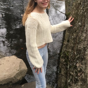Crochet Pattern- The Fern Ribbed Pullover, Instant Download, Easy Cropped Crochet Sweater Pattern