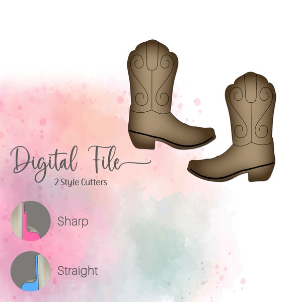Cowboy Boots Clay Cutters | Boots Clay Cutters | Digital STL File | 2 Sizes | 2 Cutter Styles
