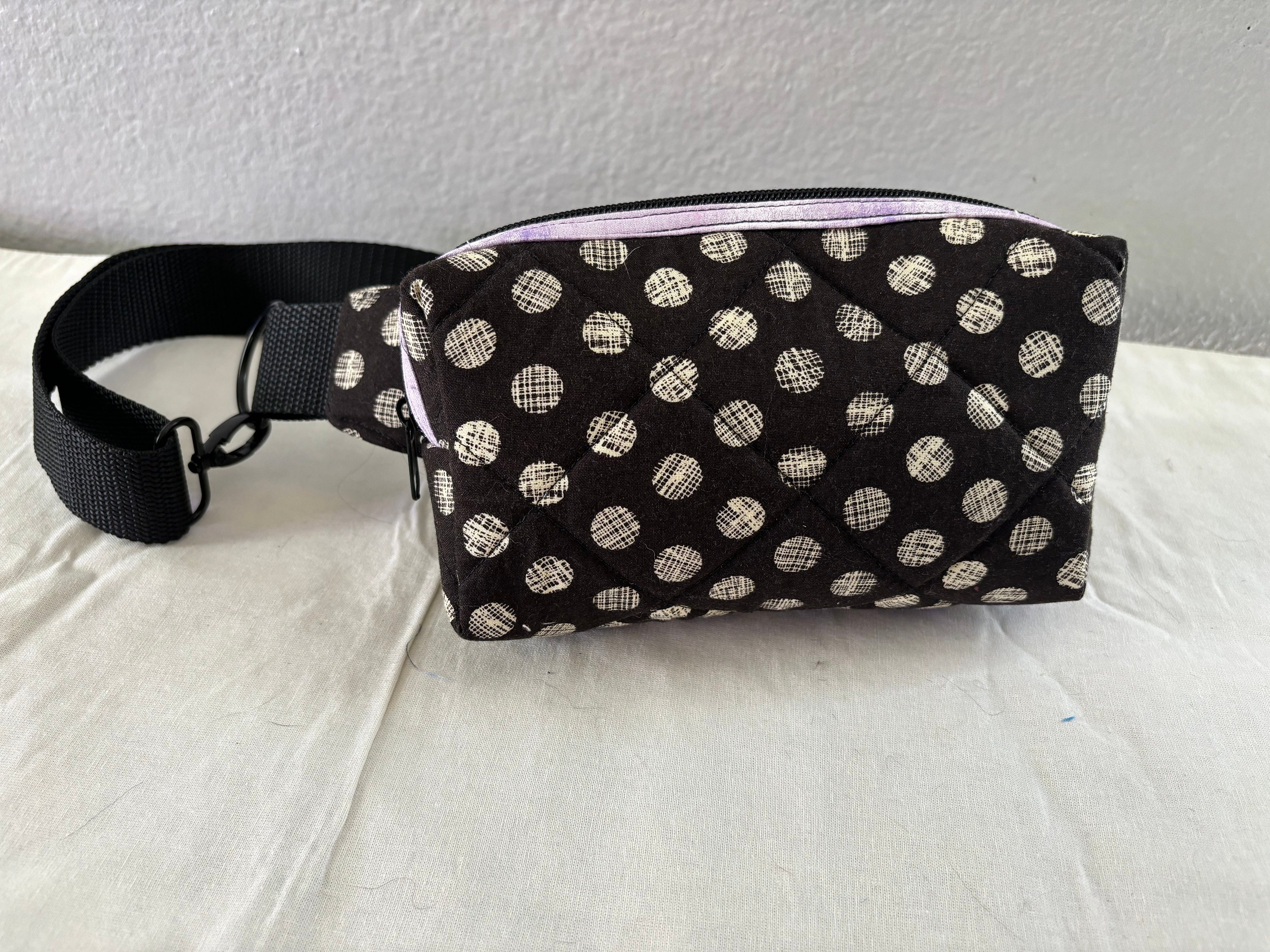 Light Grey & White Polka Dot Print Pocket Waist Bag Polka Dot Fanny Pack - Etsy main image 2