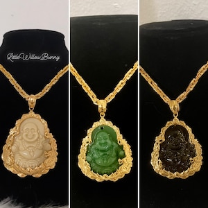 18K Gold Filled Buddha Necklace, Jade Buddha Necklace, Mother&#39;s Day Gift, Mom Gift, Buddha Pendant, Waterproof Necklace, Rope Chain Necklace