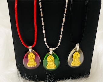 Multicolored Crystal Pendant Necklace of Buddha Guan Yin