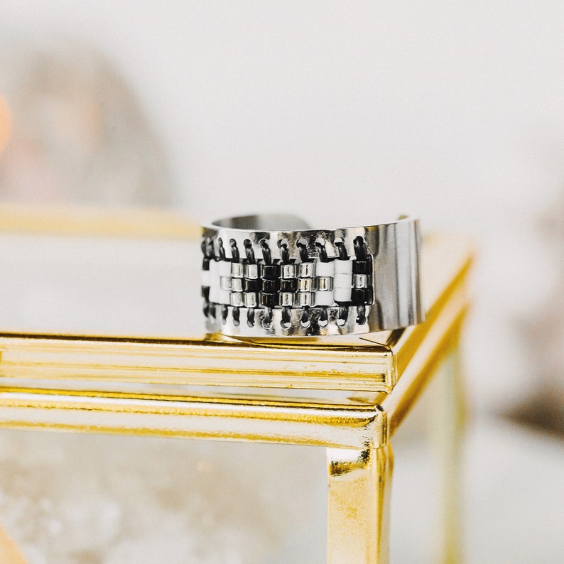 Anniversary Gift for Wife Adjustable Beaded Ring