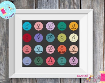 LGBT pride stitch pattern  Lesbian Gay xstitch LGBT Pride Gay Lesbian Trans bisexual - cross stitch pattern