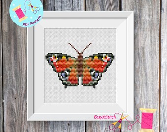 Butterfly Cross Stitch Moth cross stitch pattern Insect cross stitch Instant download PDF Floral Butterfly Cross Stitch Pattern