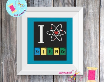 Science cross stitch pattern, Instant download PDF