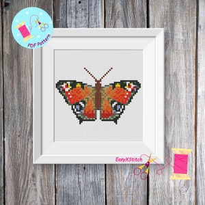 Butterfly Cross Stitch Moth cross stitch pattern Insect cross stitch Instant download PDF Floral Butterfly Cross Stitch Pattern