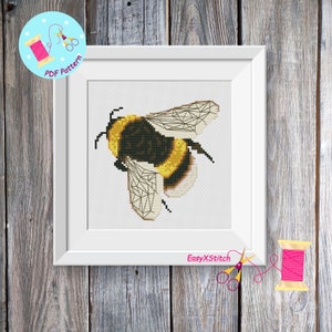 Bumblebee cross stitch pattern pdf  funny, Bee cross stitch pattern, Insect cross stitch pattern,  Instant download PDF