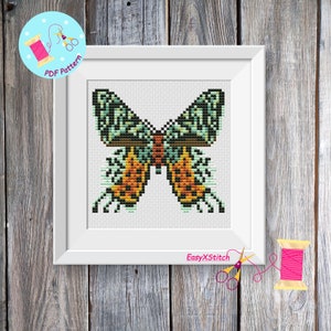 Butterfly Cross Stitch Moth cross stitch pattern Insect cross stitch Instant download PDF Floral Butterfly Cross Stitch Pattern