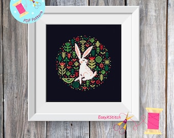 Scandinavian cross stitch pattern PDF Folk flower embroidery Nordic cross stitch Scandinavian home decor