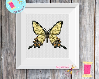 Butterfly Cross Stitch Moth cross stitch pattern Insect cross stitch Instant download PDF Floral Butterfly Cross Stitch Pattern