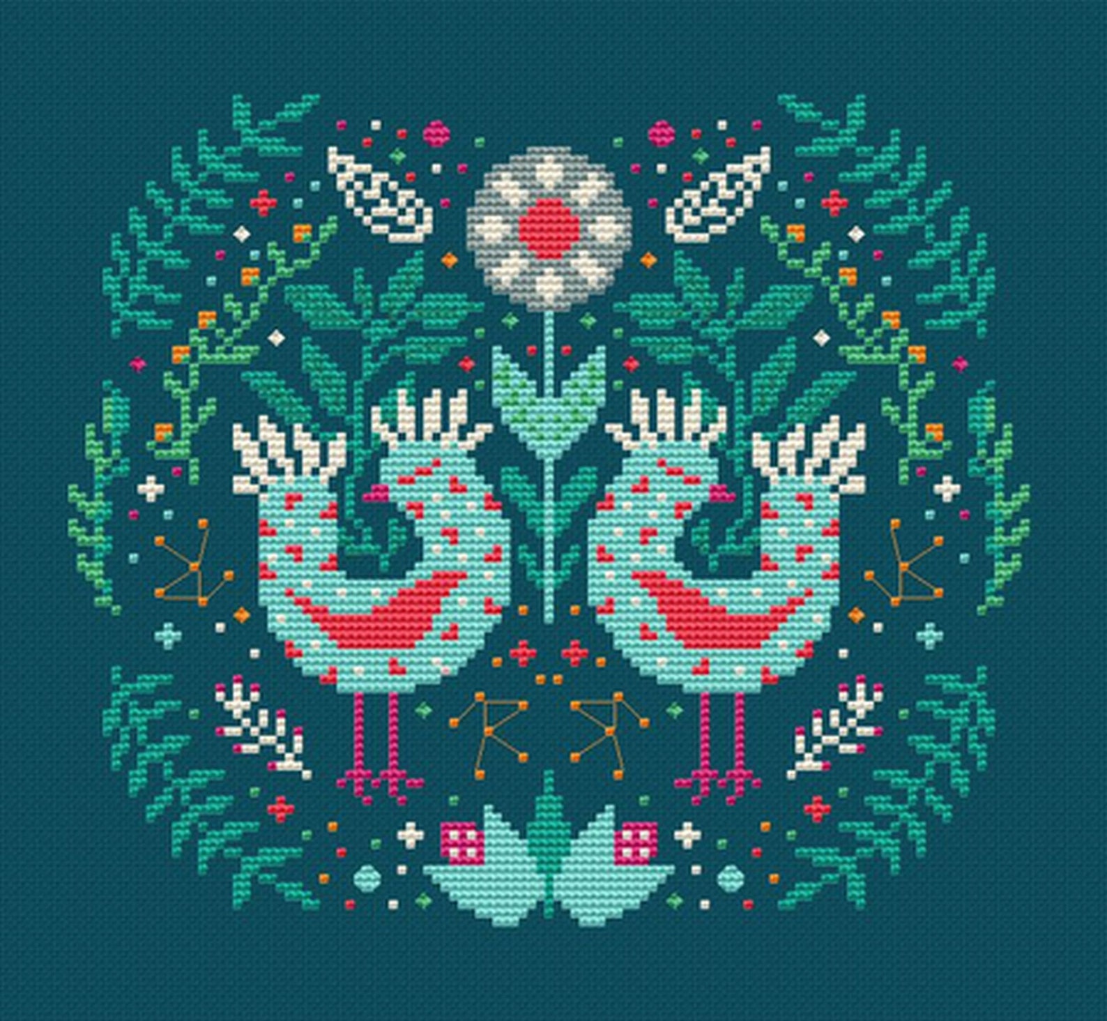 scandinavian-cross-stitch-pattern-pdf-folk-flower-embroidery-etsy