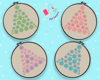 Christmas tree cross stitch pattern Set of 4 Scandinavian Christmas ornament Hygge Decor Tree